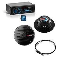 BOSS Audio Systems Marine Receiver + Two 5.5 Inch Black Marine Speakers + Antenna