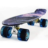 Skateboards Complete 22 Inch Mini Cruiser Retro Skateboard for Kids Boys Youths Beginners