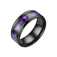 Stainless Steel Anxiety Ring for Women Men Size 6 13 Width 8MM 6 Color Exquisite Ring Black Sand Blasted Finished Silver Rings Sets (Purple, 9)