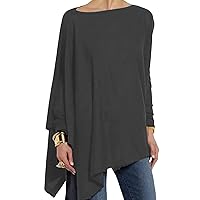 Mayntop Women Tunic Cotton Asymmetrical Hem Top Long Sleeve Oversized Loose T-Shirt Casual Blouse