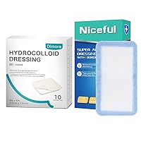 Niceful 10 Packs Super Absorbent Wound Dressing 4x7.8 in, 10 Packs Hydrocolloid Wound Bandages 4X4in， Individually Sterile Wound Care Dressings