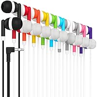 Maeline Bulk Earbuds 50 Pack Kids Stereo Headphones for School Classroom, Library, Travel, Gym, Hospital, Museums 3.5mm Jack, Tangle-Free Wired Earphones for MP3 Player, Phones, Computers, Laptops