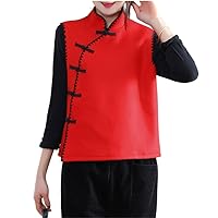 Retro Chinese Style Top Vest Women Modern Suit Shirt Loose Oriental China Traditional Ethnic Blouse Clothing