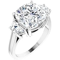 Moissanite Star 5.00 CT Cushion Colorless Moissanite Engagement Ring, Wedding Bridal Ring Set, Eternity Sterling Silver Solid Diamond Solitaire 4-Prong Anniversary Promise Rings for Her