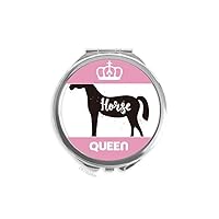 Horse Black And White Animal Mini Double-sided Portable Makeup Mirror Queen