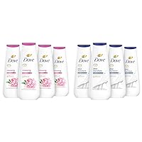 Body Wash Renewing Peony and Rose Oil 4 Count for Renewed & Body Wash Deep Moisture 4 Count For Dry Skin Moisturizing Skin Cleanser
