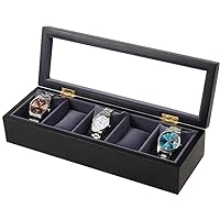 Watch Box Watch Box Wooden Watch Case 5 Slot Wooden Watch Gift Box Jewelry Display Storage Boxes With Glass Top Watch Organizer Collection