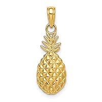 14k Gold Pineapple Pendant Necklace 2 d and Texured Measures 16x7.75mm Wide 1.8mm Thick Jewelry Gifts for Women