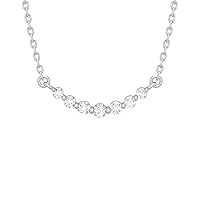 DIRI JEWELS D Moissanite Curve Necklace 14K Gold Plated Sterling Silver, 16-18 Inches Adjustable Chain, Sterling Silver, Moissanite