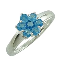 Neon Apatite Round Shape 0.15 Carat Natural Earth Mined Gemstone 925 Sterling Silver Ring Unique Jewelry for Women & Men