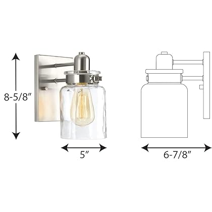 Calhoun Collection 1-Light Clear Glass Farmhouse Bath Vanity Light Brushed Nickel