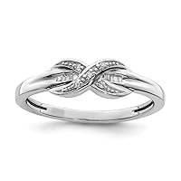 925 Sterling Silver Polished Rhodium Plated Diamond Religious Faith Crossover and Baguette Ring Measures 2mm Wide Jewelry for Women - Ring Size Options: 6 7 8