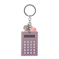 Mini Calculator with Keychain,Portable Cute Cookies Style Key Chain Calculator, Candy Color Pocket Calculator, Candy Color Digits Electronic Calculator for Children (Grey Purple), Calculator Mini