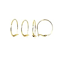 14K Gold Hoop Earrings Findings Pure 1 Micron Plated Round Lever Back Hoops Hook 25 mm Wholesale for Fine Jewelry Making luxury (6 pcs.)