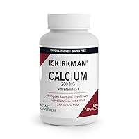 Kirkman - Calcium 200 mg - 120 Capsules - Supports Heart Function - Helps Maintain Strong Bones - Hypoallergenic