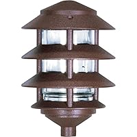 NUVO SF76/633 One 2 Louver Hood Outdoor Pagoda Landscape Pathway Light, 3 Tier-Small, Old Bronze