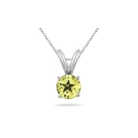 Round Texas Star Gemstone Solitaire Pendant 9mm AA Quality in 14K White Gold