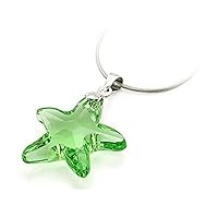 Finejewelers Sterling Silver Green Color Crystal Starfish Pendant Necklace made with Swarovski Elements