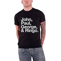 Beatles Men's John, Paul, George, Ringo T-Shirt Black