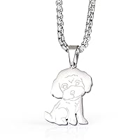 Stainless Steel Dog Necklace with Line Art Puppy Dog Pendant Jewelry Gifts for Valentine's Day