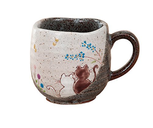 JAPANESE Kutani Pottery Mug CAT HIDAMARI Made in Japan