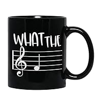 Music Coffee Mug 11oz, What The F Funny Note Sayings Note Pun Treble Unique Gift for Musical Teacher Music Lovers Musician Themed Player, White