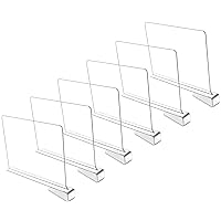 Sooyee 6 Pack Beautiful Acrylic Shelf Dividers, Perfect Perfect for Closets Kitchen Bedroom Shelving Organization to Organize Clothes Closet Shelves, Books,Towels and Hats, Purses Separators,Clear