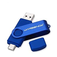 Wansenda 128GB USB C Flash Drive, 2 in 1 USB 3.0/3.1 Type C Thumb Drive Photo Memory Stick for Android Phones/Tablet/PC/Mac (128GB, Blue)