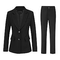 Women's 2 Piece Office Work Suit Set One Button Blazer and Pants