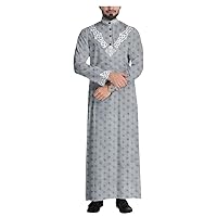 Jacquard Mens Jubba Thobe, Muslim Robe, Long Sleeve Saudi Arab Thobe Jubba, Men Kaftan Middle East Islamic Clothing