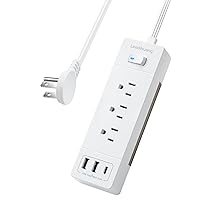 Leadchuang 1875W Power Strip Ultra-Flat Plug Extension Cord with USB C Ports, Surge Protector with 3 USB 3 AC Outlet, Mountable Flat 5 ft with Phone Stand for Kitchen, Home and Office