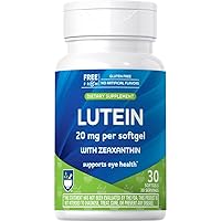Lutein + Zeaxanthin Softgels - 20mg, 30 Count, Supports Eye Strain, Dry Eyes, and Vision Health for Men and Women