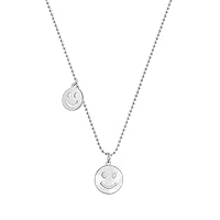 USUSAI Korean Version Frosted Necklace, Smiley pendant Youthful wind Commuting simple with v-neck fashion female clavicle chain Girlfriend Christmas Day Halloween Bridesmaid Gift