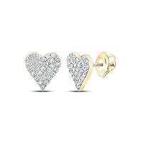 10K Yellow Gold Diamond Heart Earrings 1/5 Ctw.