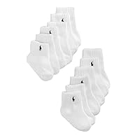 POLO RALPH LAUREN Baby Boys Pony Logo Socks 6-Pack (6-12 Months, White)
