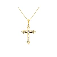 Diamond Cross in Sterling Silver, Yellow Gold Plated Silver or Rose Gold Plated Silver with 18