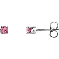 925 Sterling Silver Simulated Pink Tourmaline Polished Youth Earrings Jewelry for Women