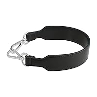 Shoulder-Strap Short Handles Strap-Replacement Faux Leather Replacement-Strap for Purse Handbag Black(Silver Clasp)