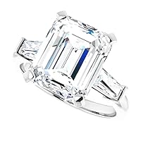 6 ct Emerald Cut Moissanite Rings for Women, Colorless VVS1 Clarity Diamond Rings 14K White Gold Moissanite Engagement Rings for Women Wife Girlfriend Gifts