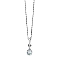 925 Sterling Silver Polished White Ice Blue Topaz and Diamond Necklace 18 Inch Measures 6mm Wide Jewelry for Women