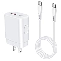 25W Super Fast Charger Type C Dual Port Samsung Fast Charging Block for Galaxy A55 A15 5G A35 A25 S24 Ultra S23 FE Z Flip 5 Z Fold 5 A14 A54 A13 A53 A23,PD Power Adapter with 6FT Type C to C Cable