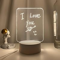 Note Board Creative LED Night Light USB Message Board Holiday Light with Pen Gift for Kids Girlfriend Decorative Night Light Light (A)