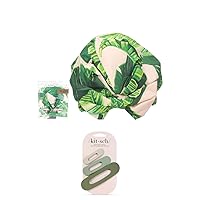 Kitsch Luxury Shower Cap and Flat Hair Clips (Eucalyptus, 3 pcs) Bundle with Discount