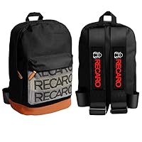 JDM Bride Recaro Racing Laptop Travel Backpack Brown Bottom with Adjustable Harness Straps (RECARO-Black Strap)