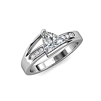 Trillion Cut Forever Brilliant Moissanite & Diamond 1 ctw Women Engagement Ring 14K Gold