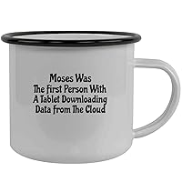 Moses Was The First Person With A Tablet Downloading Data From The Cloud - Stainless Steel 12oz Camping Mug, Black