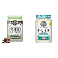Raw Organic Protein & Greens Chocolate & Organic Vegan Unflavored Protein Powder 22g Complete Plant Based Raw Protein