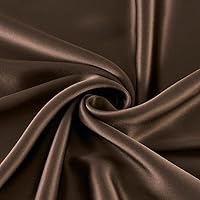 100% Pure Mulberry Silk Charmuse Solid Dyed Fabric Multicolor for Bedding Dress Sold by Yard or by Half a Yard (Sold by The Yard, Coffee)