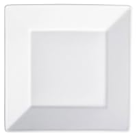 Square White Porcelain 10.2 inches (26 cm) Dish, 10.0 x 10.2 x 1.0 inches (25.7 x 25.7 x 2.5 cm), 3.6 oz (1063 g), Contemporary Restaurant, Stylish, Tableware, Commercial Use