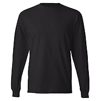 Men's 6.1 oz Hanes BEEFY-T Long-Sleeve T-Shirt, Black - 2XL Size